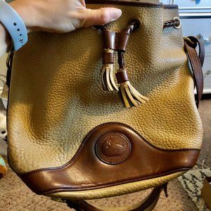 Dooney & Bourke Tan Leather Tassel Cinch Satchel